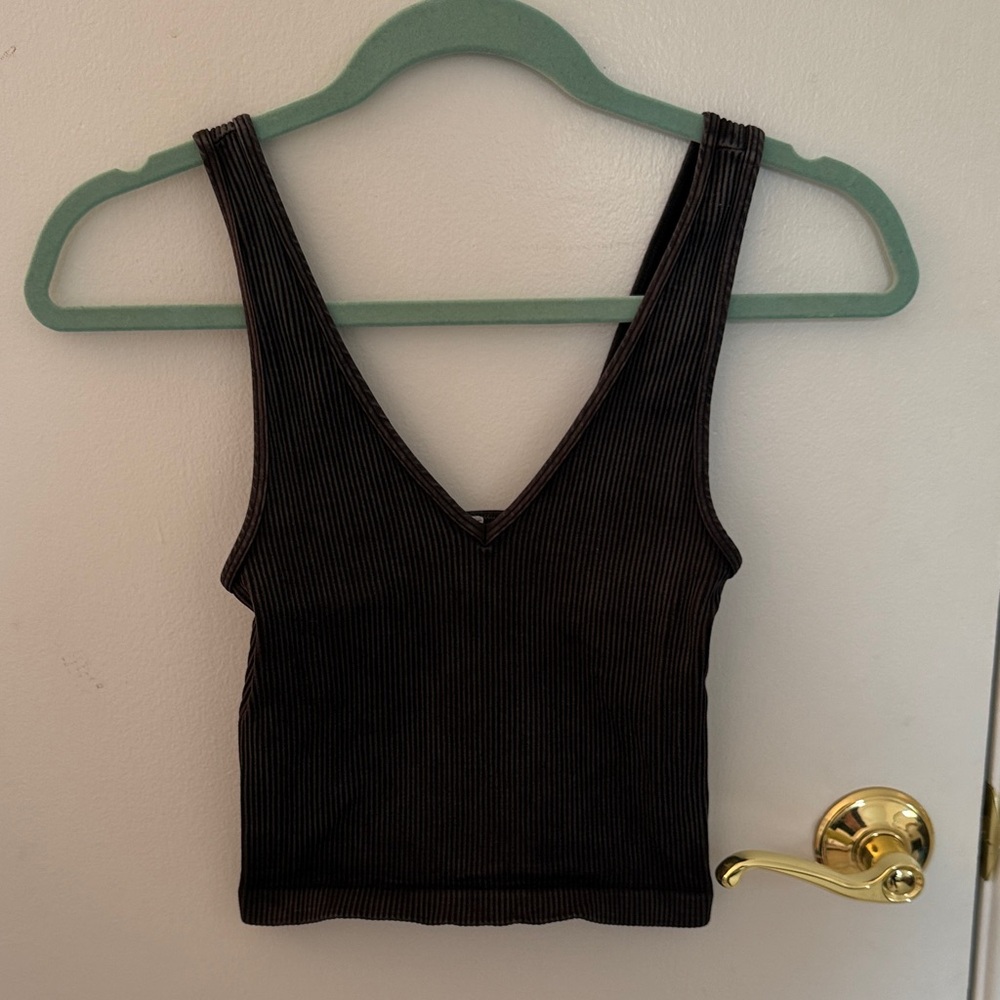 Nikibiki Black Ribbed V-Neck Tank Top